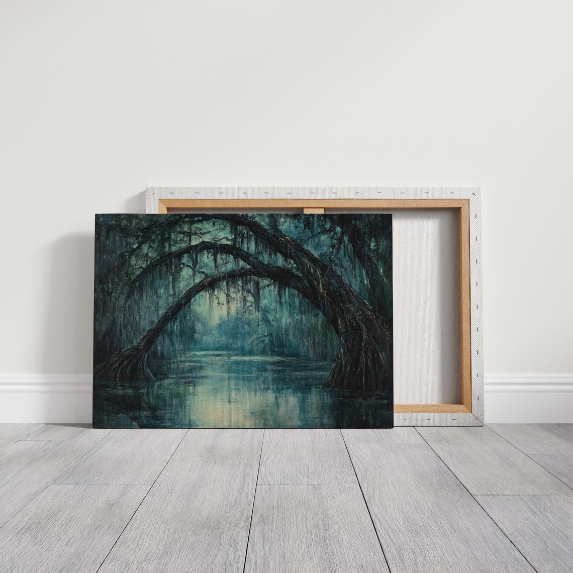 Dark Swamp with Arched Trees and Spanish Moss Mysterious Forest Poster - Image 3