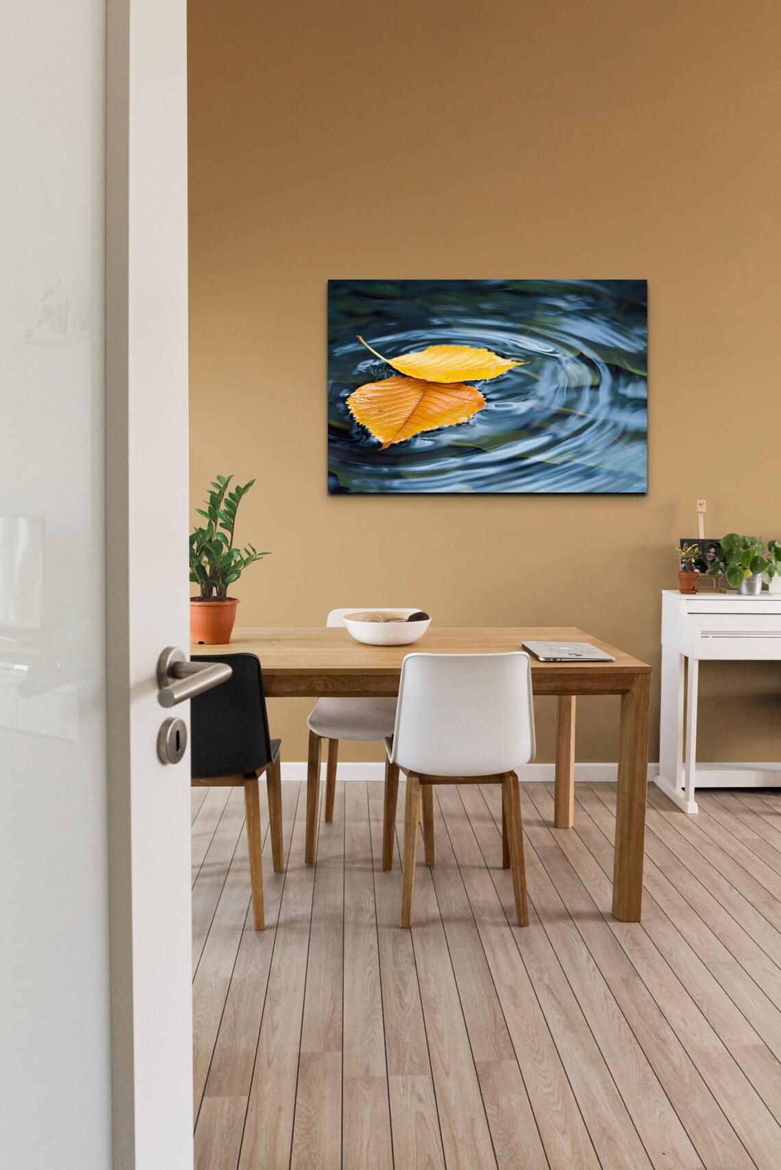 Autumn Leaves Floating Rippling Water Close Up Nature Poster - Image 7
