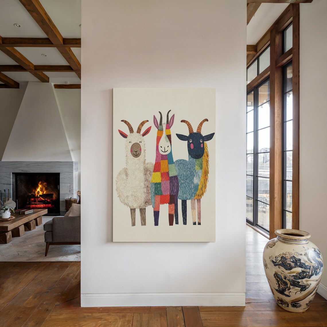 Whimsical Farm Animals Trio Art Print, Kids Decor - Image 3