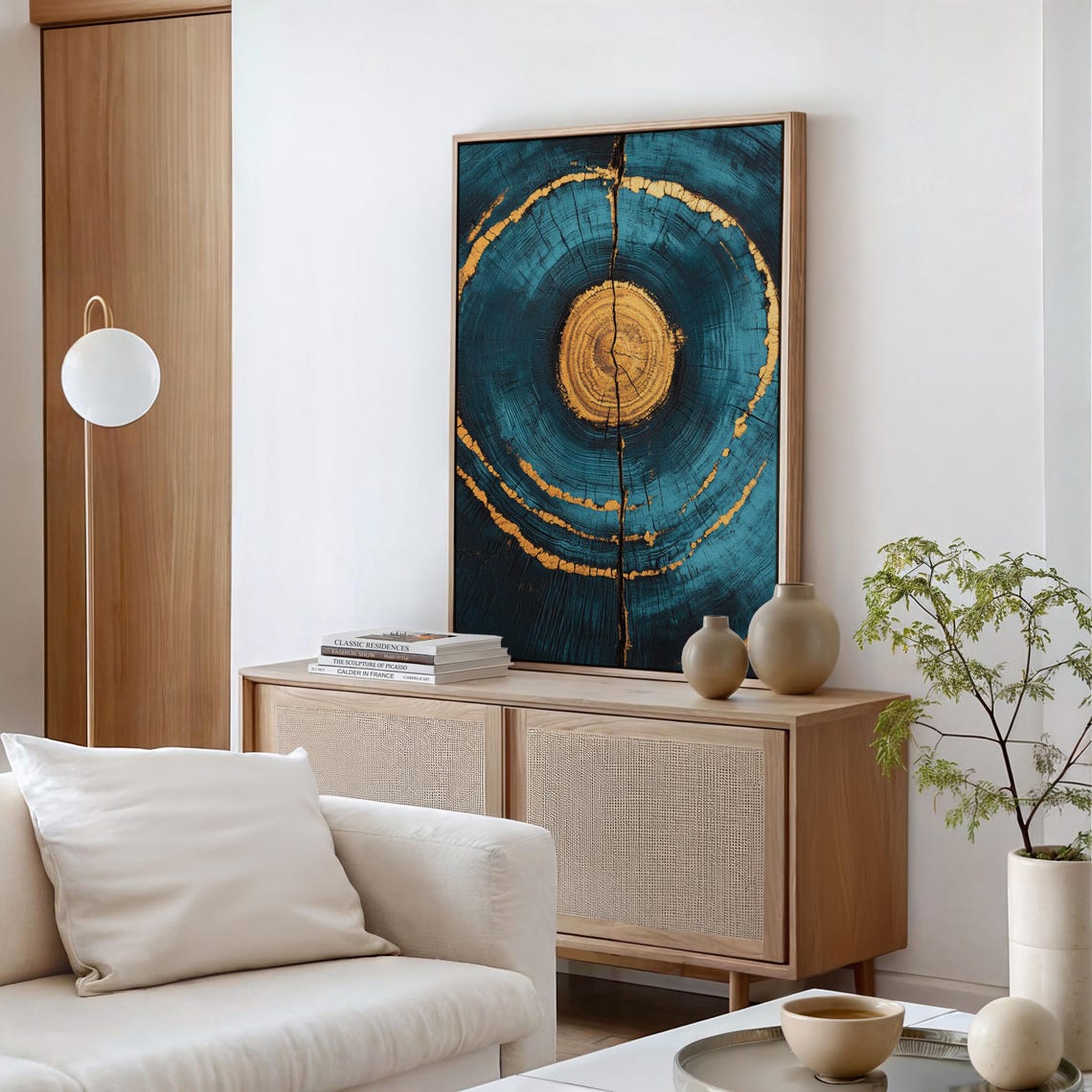 Teal Gold Cracked Tree Ring Golden Core Botanical Decor Poster - Image 5