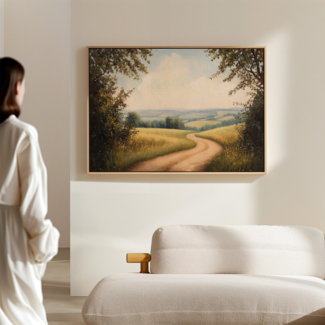 Winding Dirt Road Through Golden Meadow Vintage Countryside Poster - Image 5