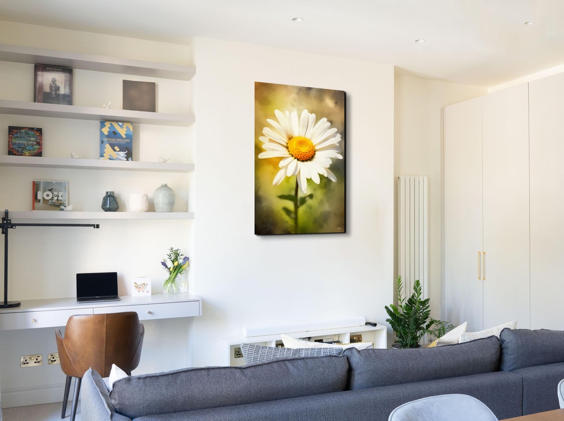 White Daisy Flower Macro Botanical Soft Golden Light Art Poster - Image 4
