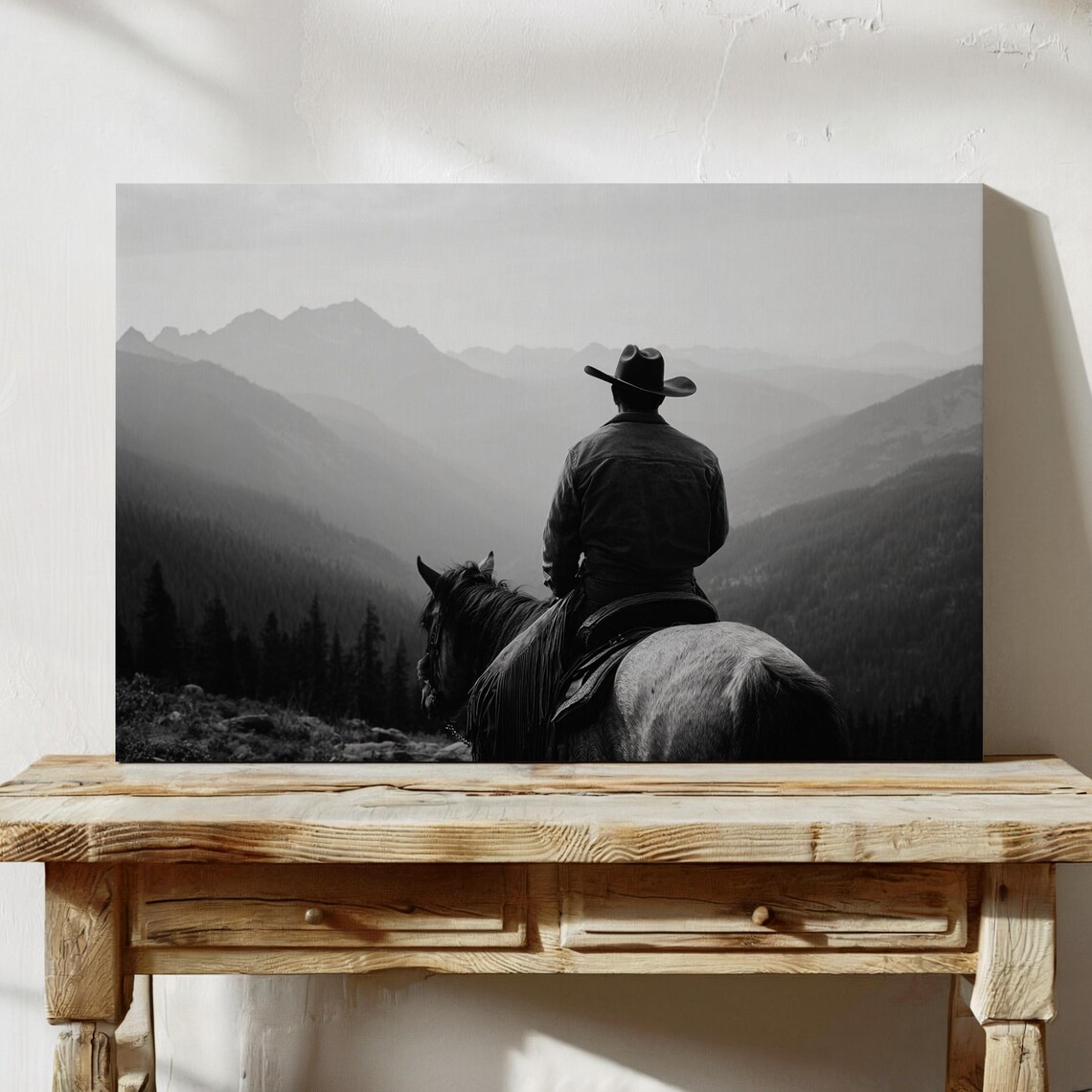 Cowboy In The Mountains Western Travel Poster