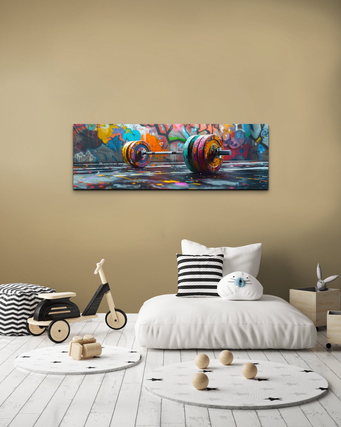 Graffiti Barbell Abstract Wall Art Print - Image 5
