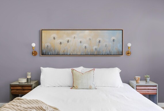 Soft Dandelion Field Dreamy Neutral Minimalist Floral Art Poster