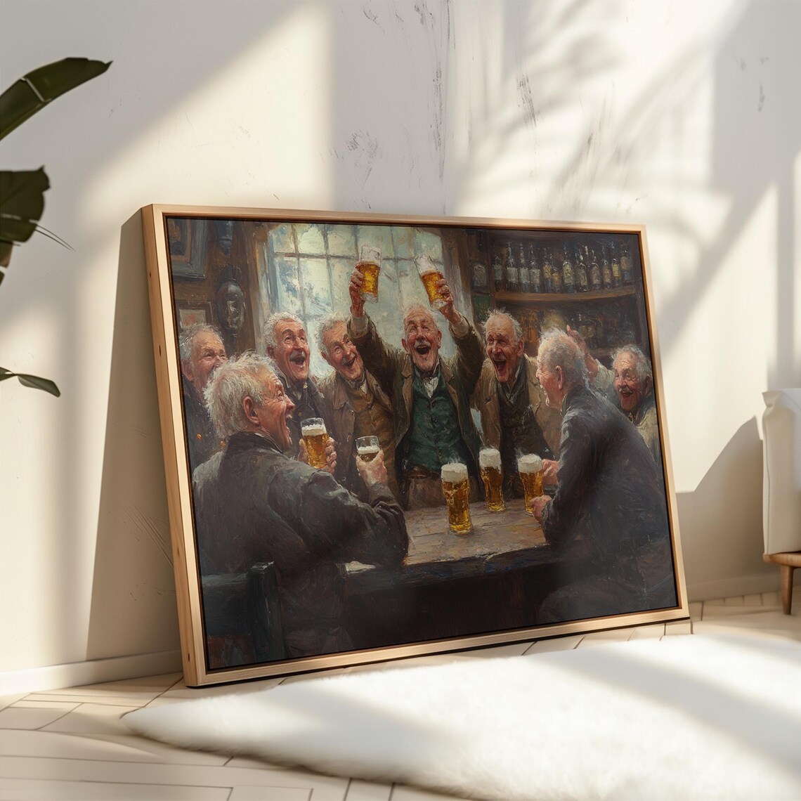 Cheerful Irish Pub Scene, Rustic Wall Art Print - Image 3