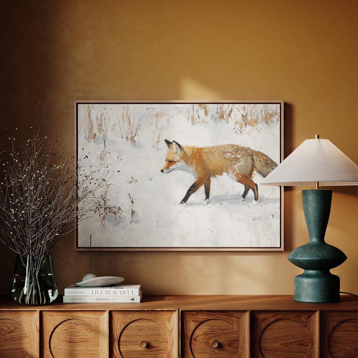Red Fox In Winter Snow Wildlife Art Print - Image 4