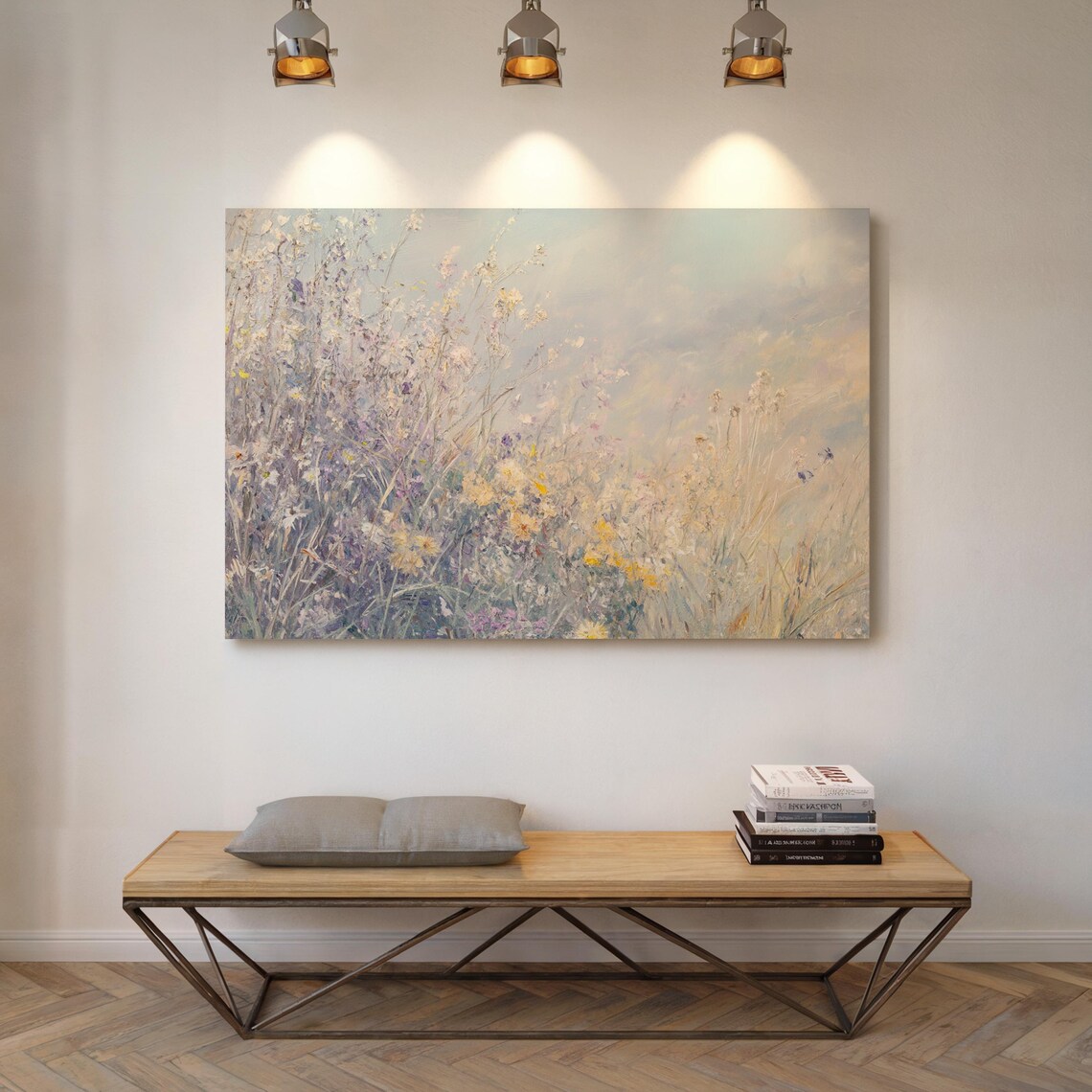Wildflower Meadow, Pastel Impressionist Landscape - Image 6