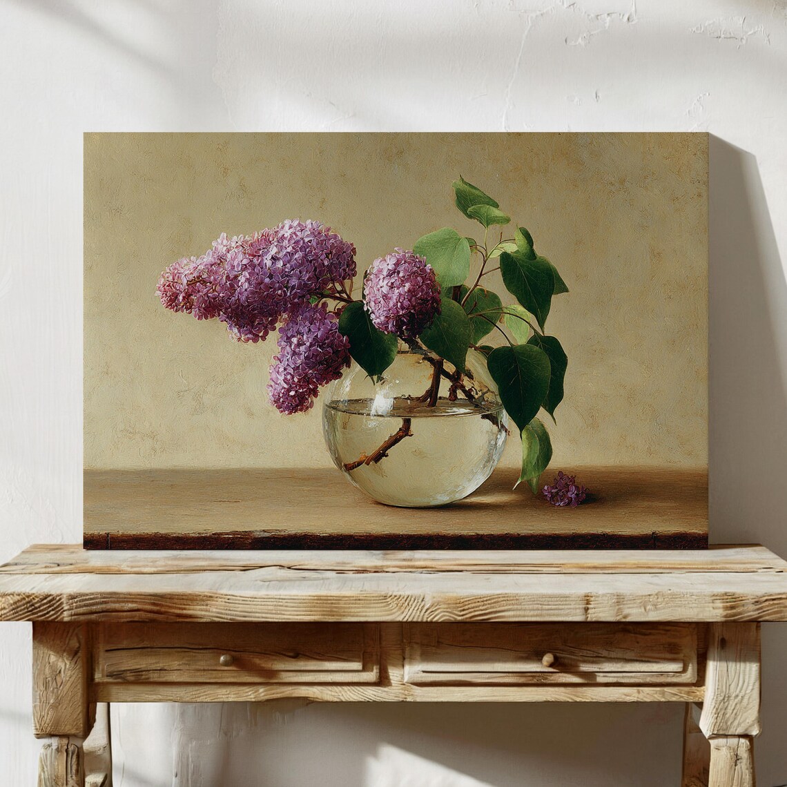 Elegant Lilac Blooms In A Glass Vase Still Life Floral Poster