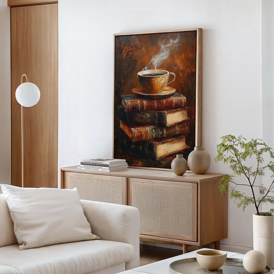 Vintage Coffee and Books Art Print, Rustic Decor - Image 4
