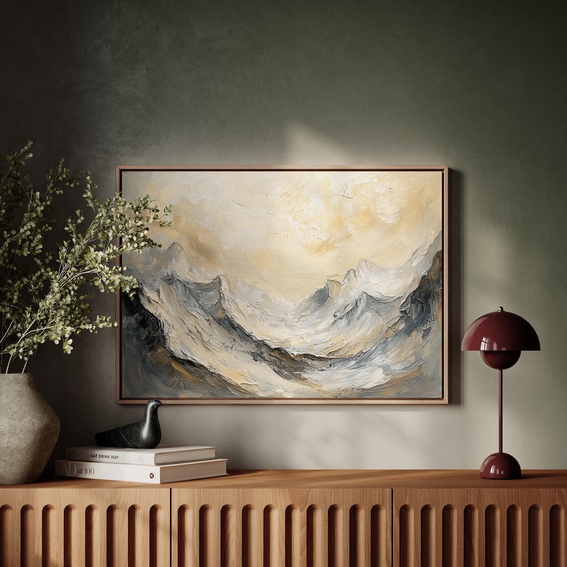 Abstract Mountain Landscape, Neutral Wall Art Print - Image 2