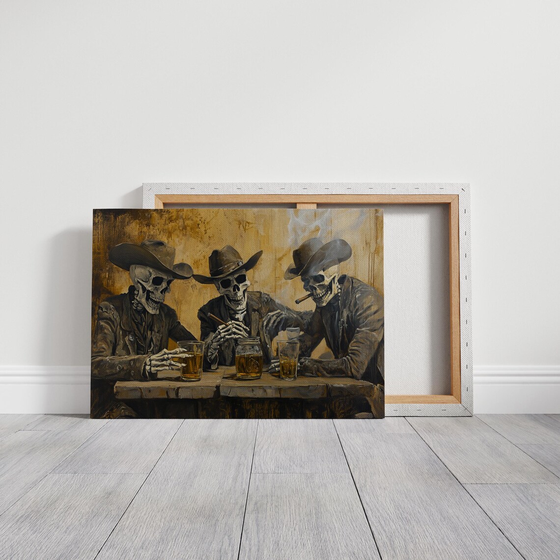 Cowboy Skeletons Whiskey and Cigars Western Gothic Art Print - Image 4