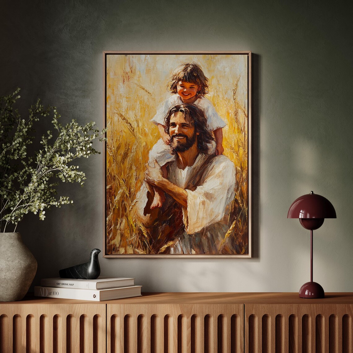 Jesus Carrying Child Golden Wheat Field Joy Christian Poster - Image 7