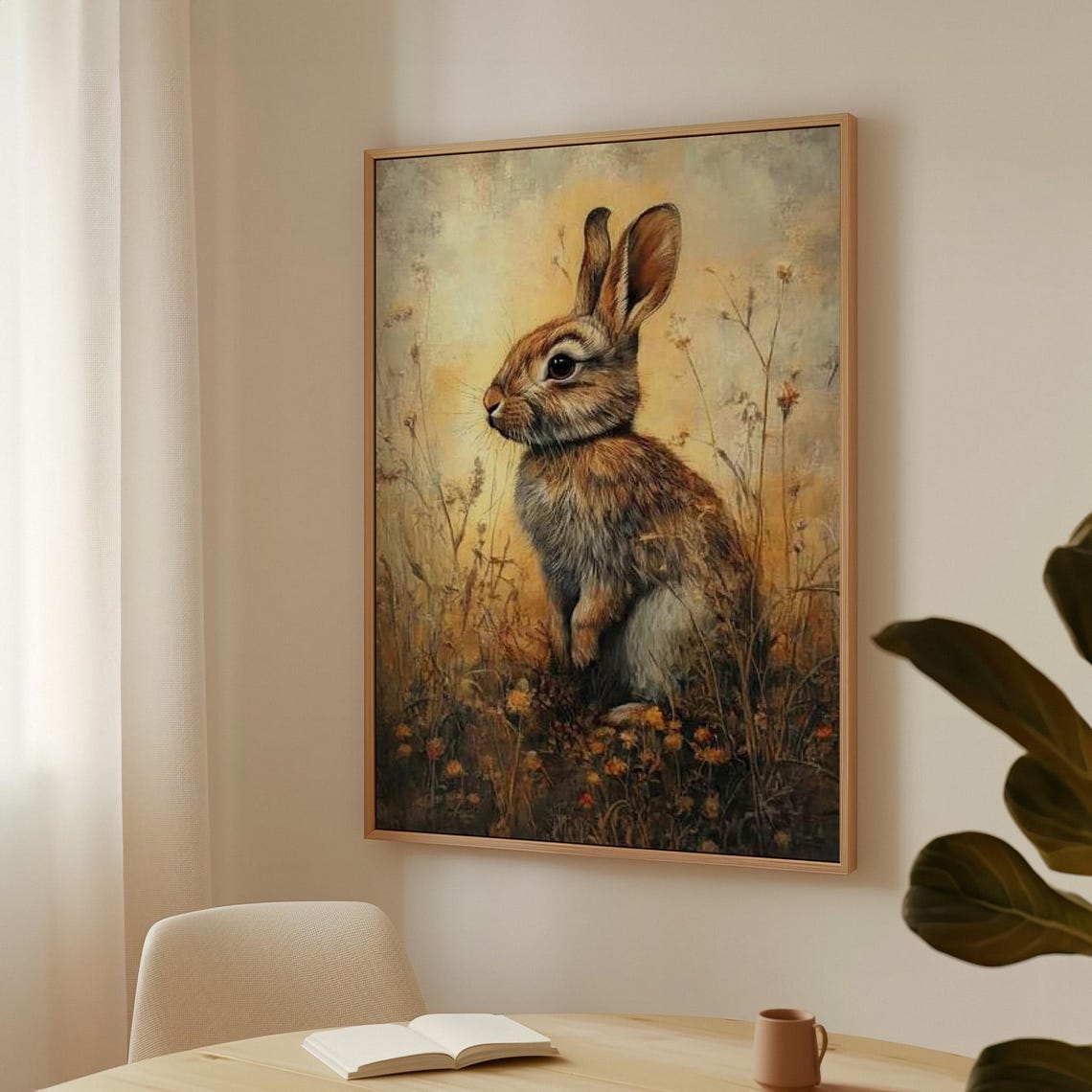 Rustic Charm Rabbit in a Golden Meadow - Image 3