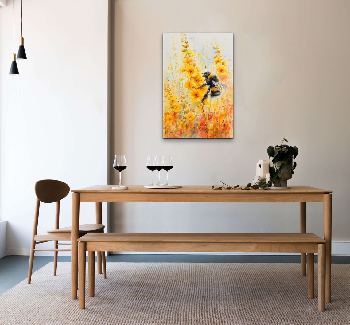 Watercolor Bumble Bee Art Print, Insect Wall Decor - Image 4