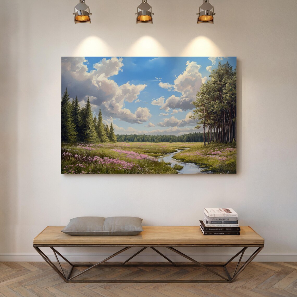 Sunny Forest Meadow Stream, Peaceful Nature Landscape - Image 5