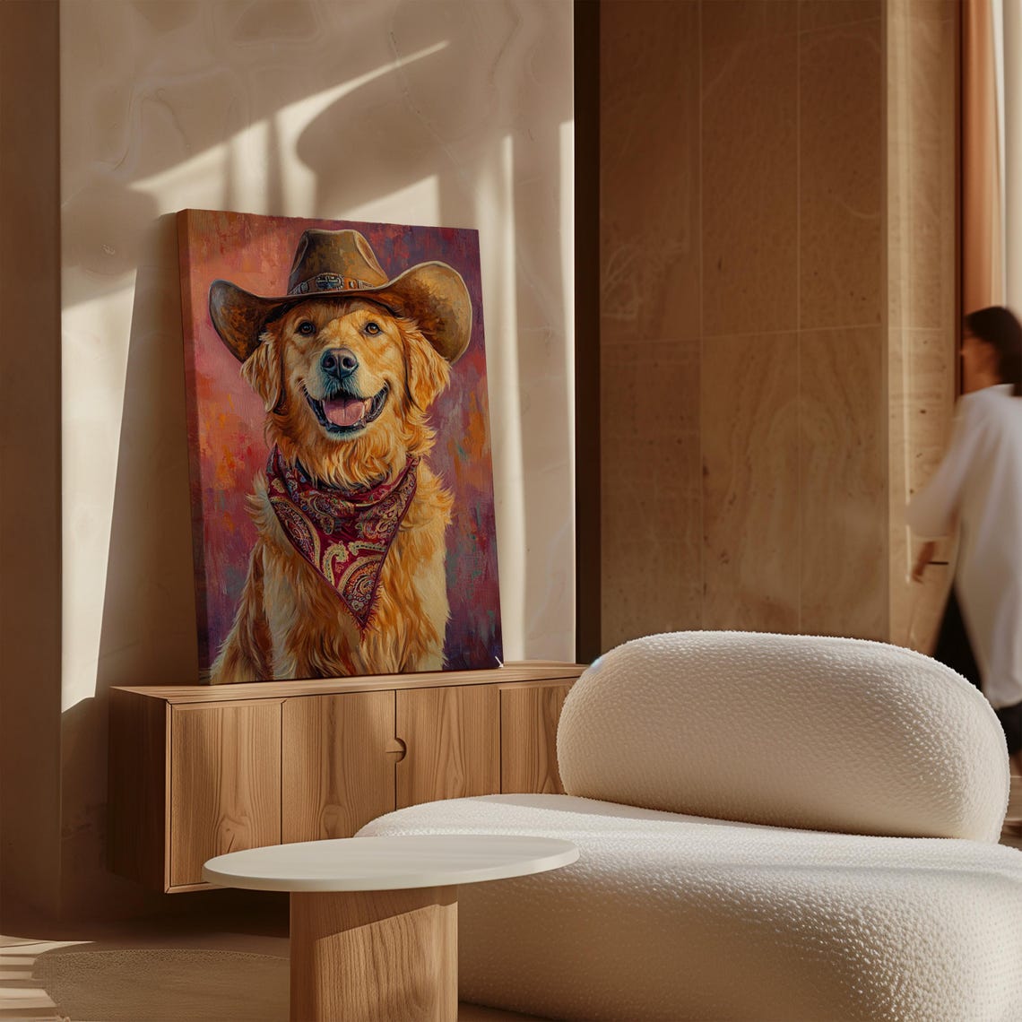 Smiling Golden Retriever Cowboy Hat Western Ranch Dog Poster - Image 4