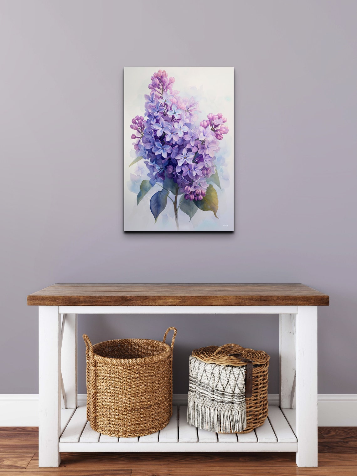Purple Lilac Cluster Watercolor Bloom Botanical Floral Art Poster - Image 7