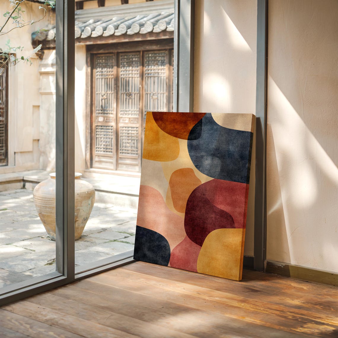 Bold Abstract Shapes Canvas Mid Century Modern Wall Art