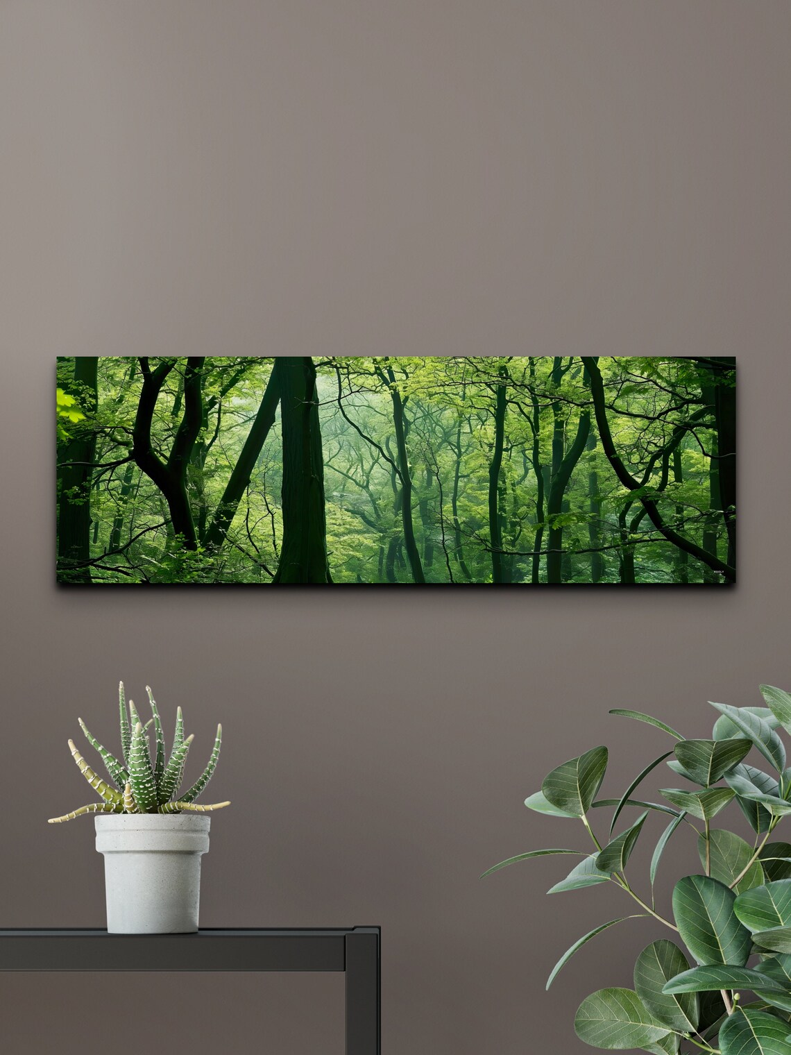 Panoramic Misty Green Forest Woodland Landscape Nature Wall Art - Image 4
