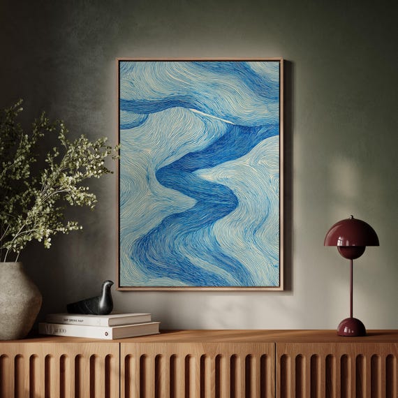 Flowing Blue River Line Abstract
