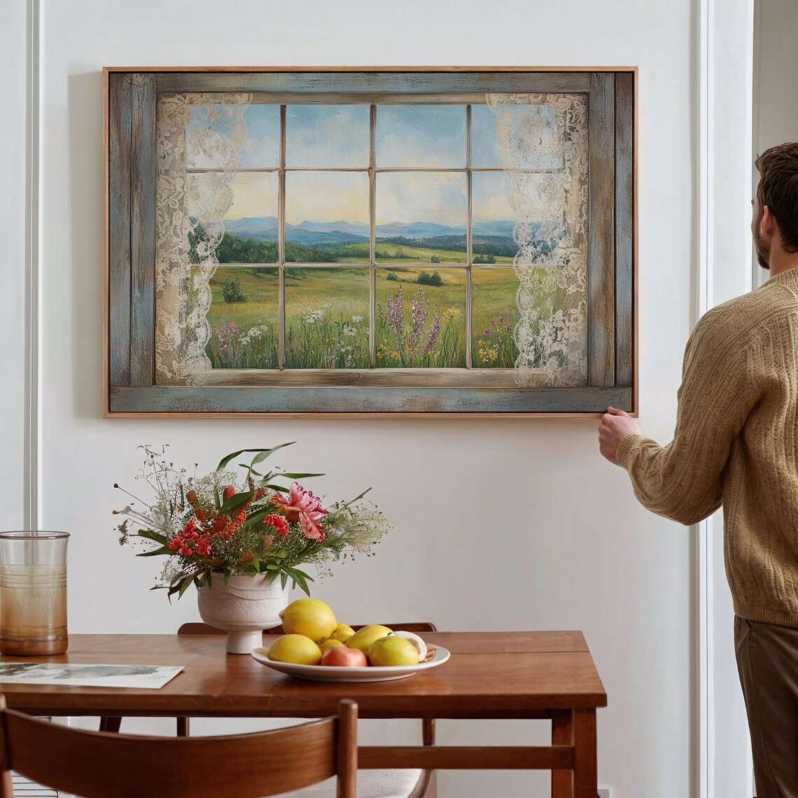 Rustic Window View Art Print, Countryside Landscape - Image 5