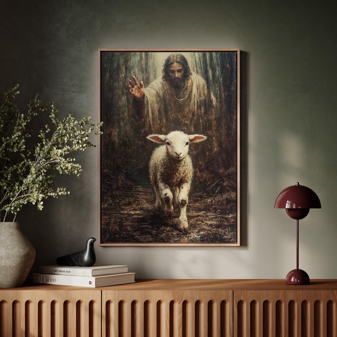 Jesus With Lost Lamb, Christian Art of the Good Shepherd - Image 5