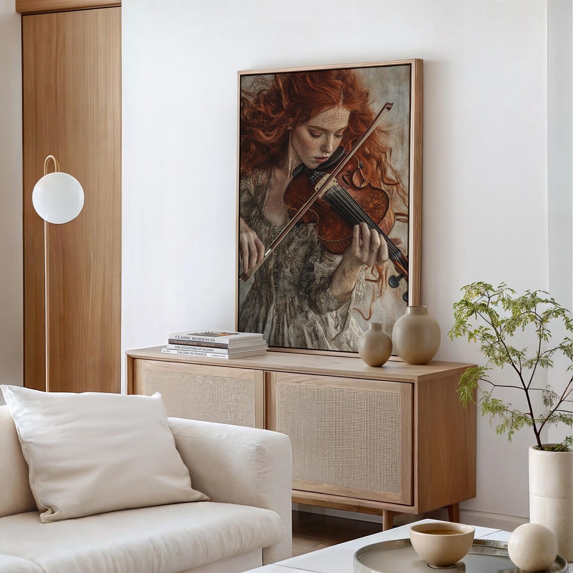Red Haired Violinist Vintage Graceful Musician Portrait Poster - Image 6