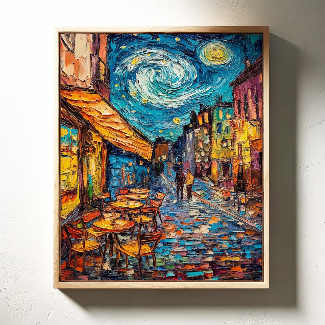 Starry Night Street Cafe Scene Swirling Impressionist Impasto City Poster - Image 3