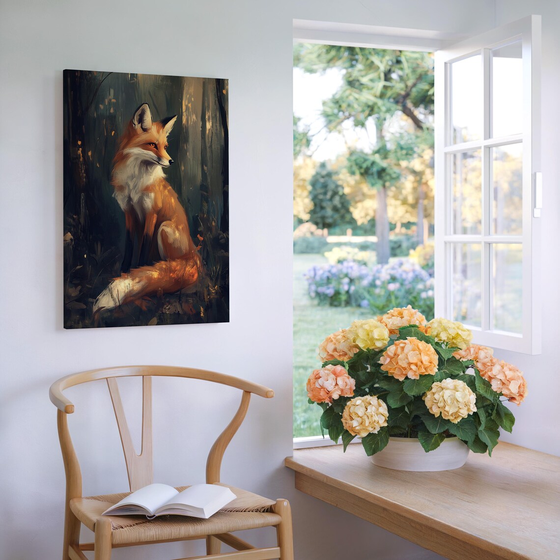 Elegant Fox Art Print, Mystical Forest Scene - Image 6