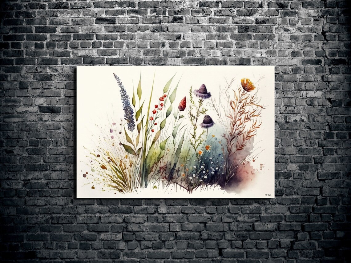 Wildflower Meadow Botanical Watercolor Country Garden Poster