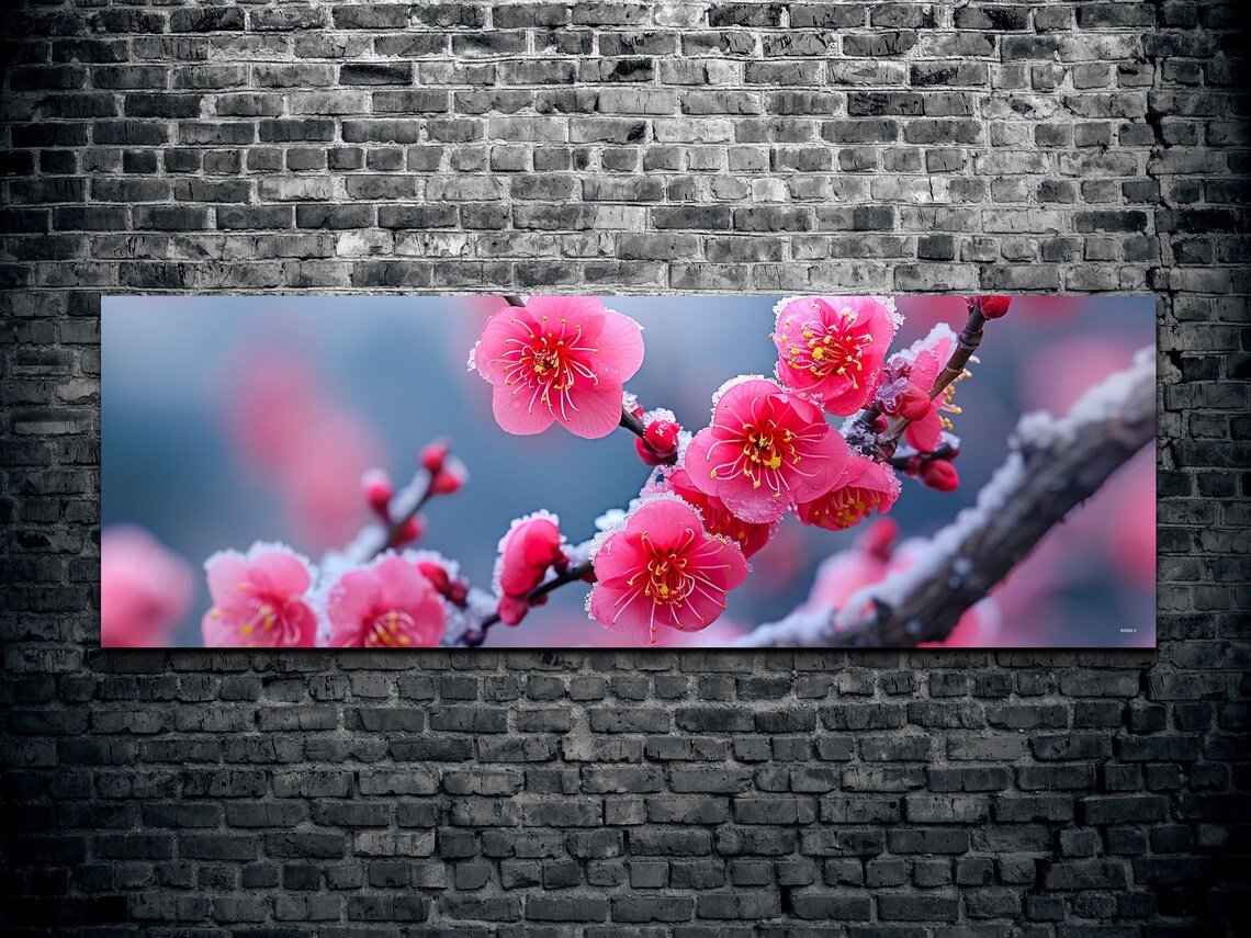 Pink Cherry Blossom Tree Branch, Large Artwork - Image 2