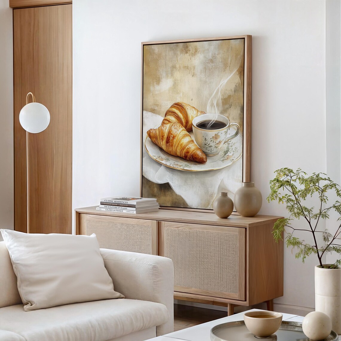 Steaming Coffee And Buttery Croissants Watercolor Breakfast Wall Art - Image 4