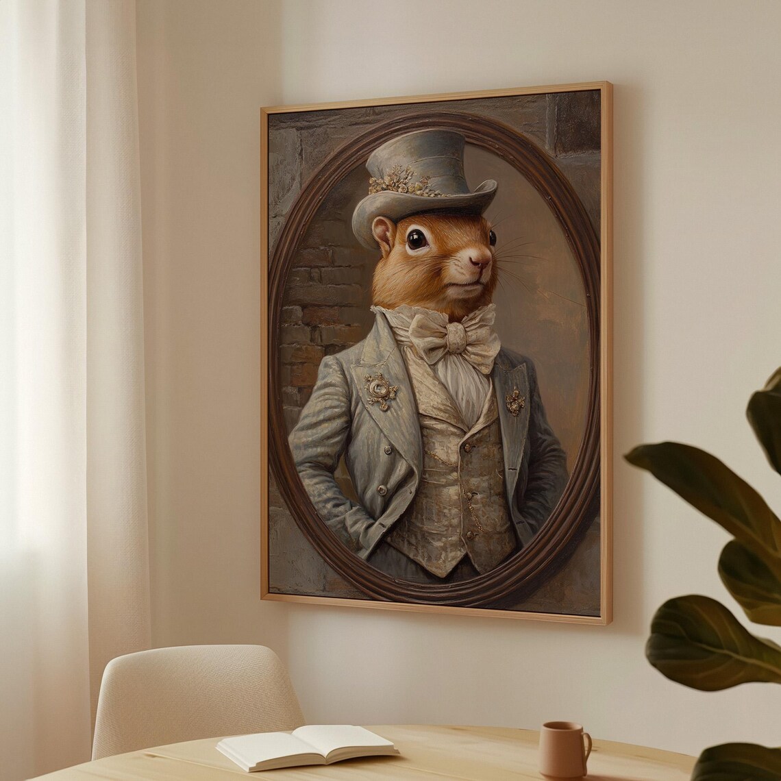 Dapper Squirrel Portrait Top Hat And Bow Tie Victorian Whimsical Animal Poster - Image 2
