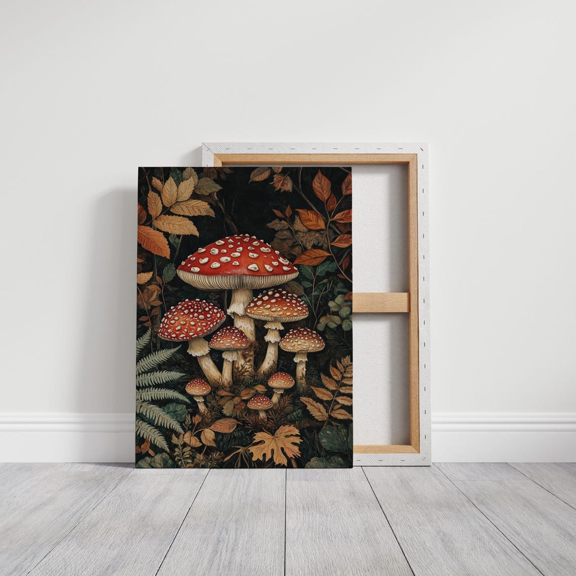 Enchanting Red Fly Agaric Mushrooms Moody Autumn Forest Poster - Image 3