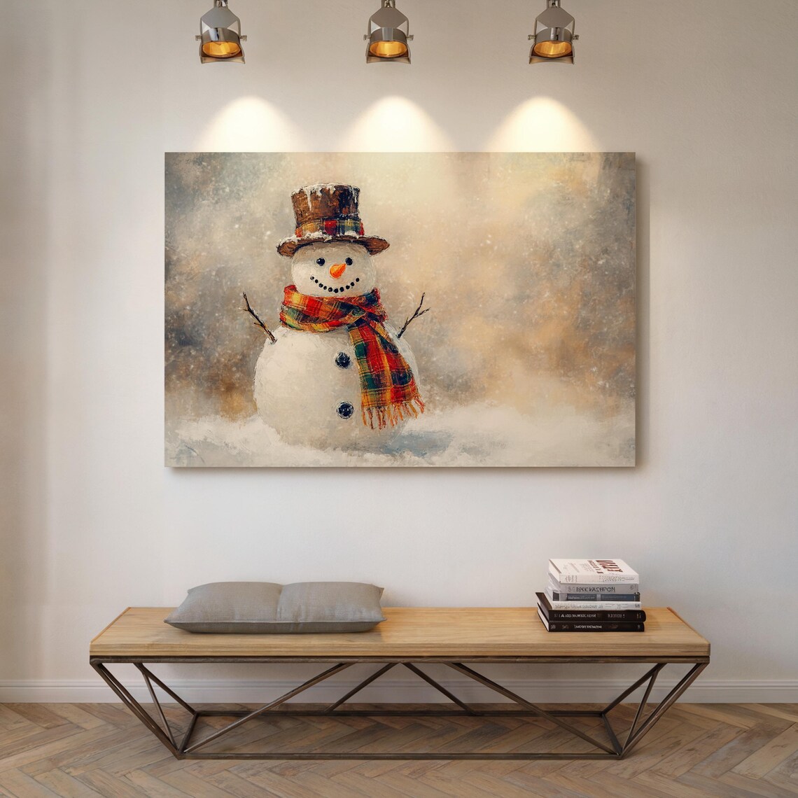 Snowman Rustic Winter Scene, Christmas Home Decor - Image 7