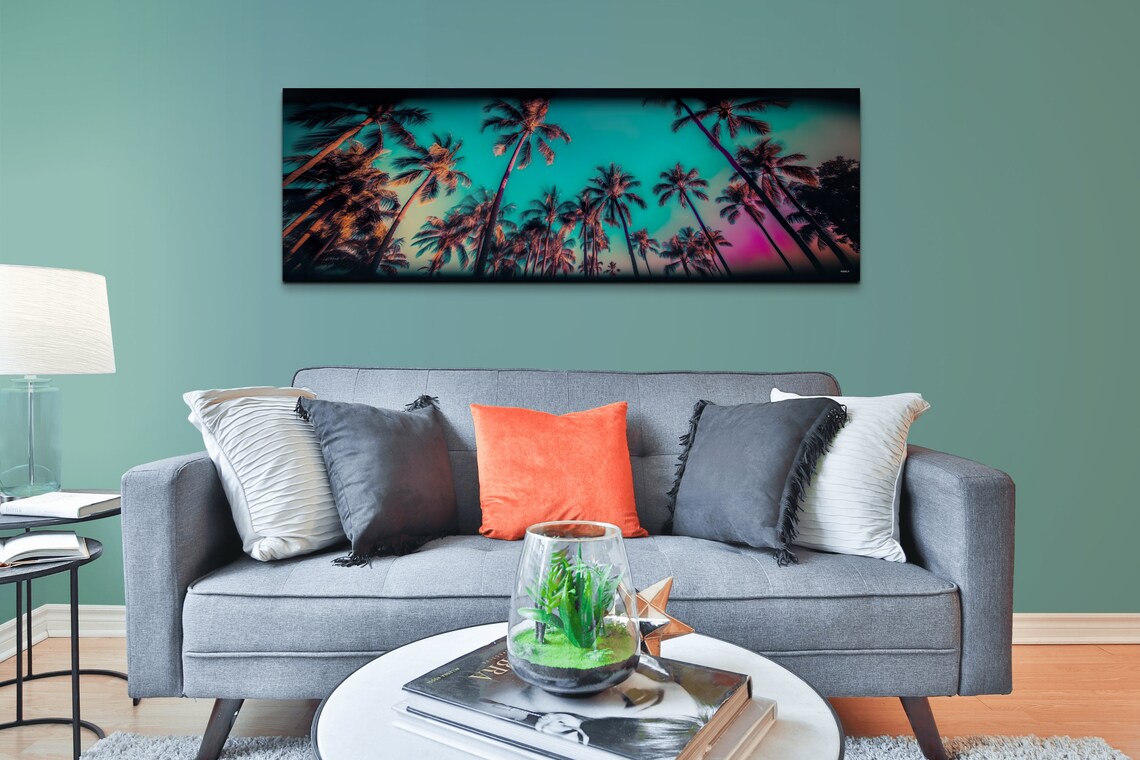 Palm Trees Beach Art Print, Colorful Sky - Image 2