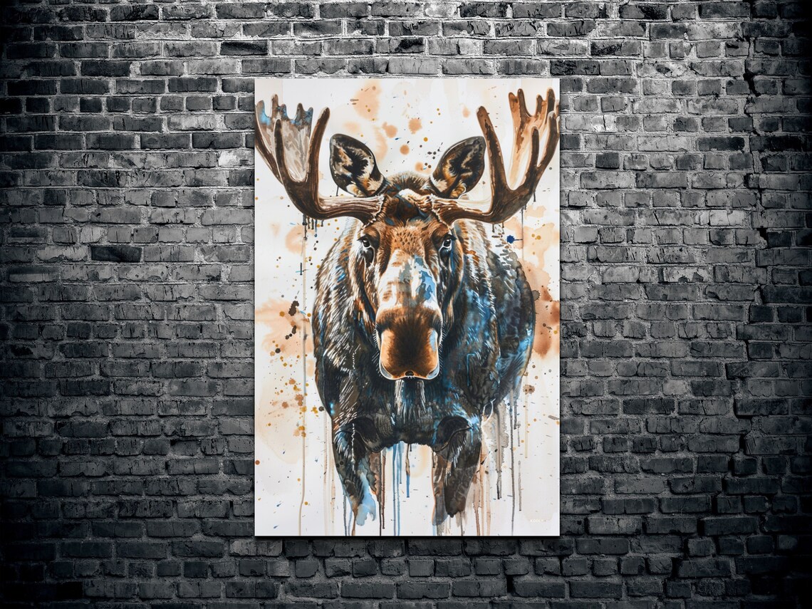 Watercolor Moose, Portrait Wall Art Print - Image 2