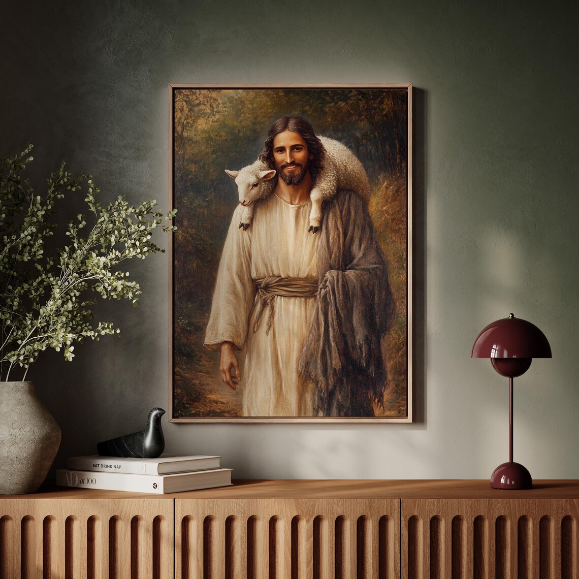 Jesus Carrying A Lamb, Heartwarming Christian Art - Image 4