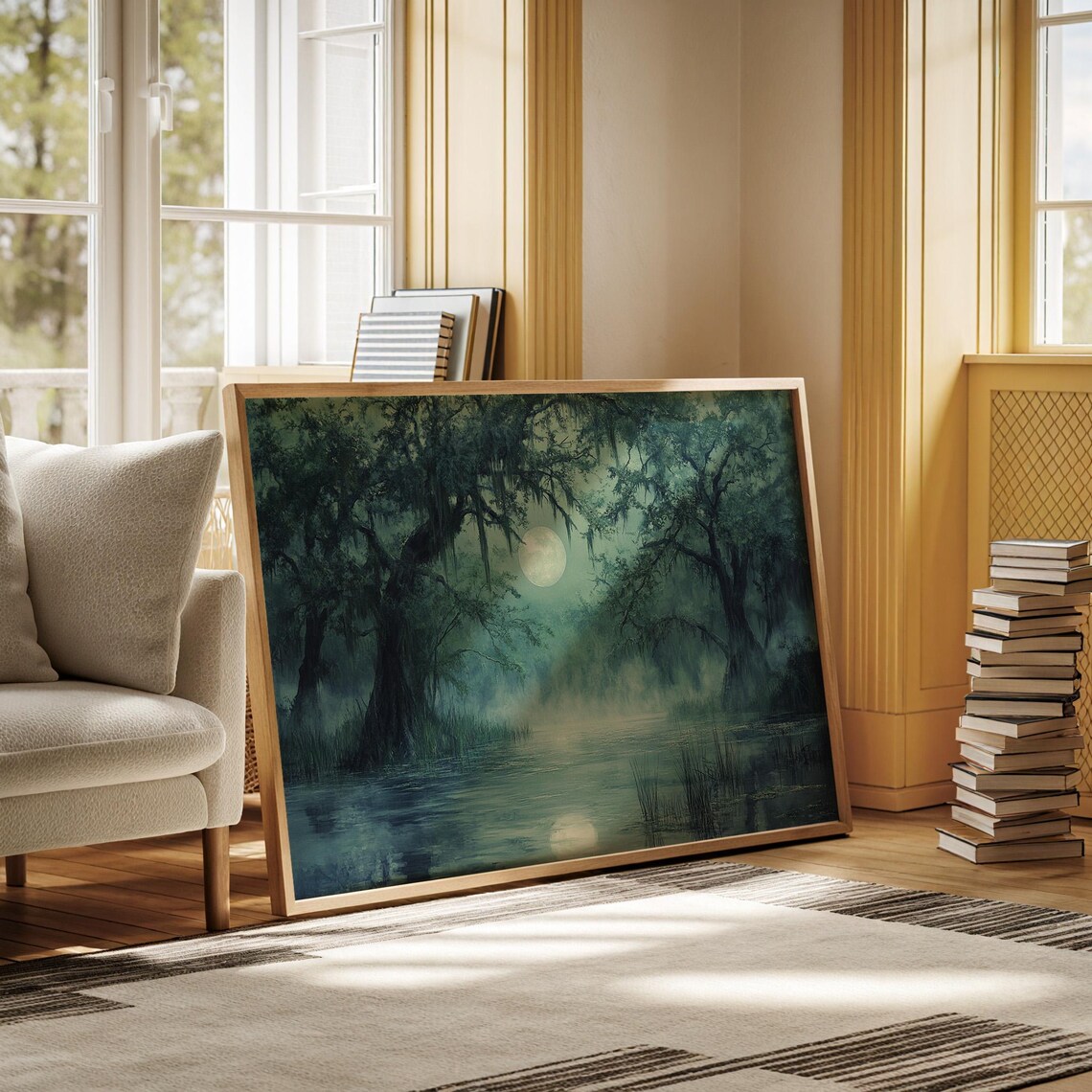 Mystical Moonlit Swamp Art Print, Forest Landscape - Image 5
