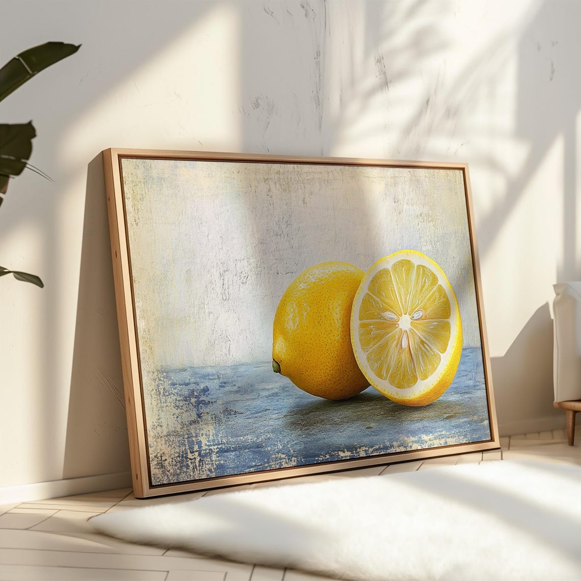 Lemon Still Life Whole and Half Cut Rustic Citrus Kitchen Poster - Image 4