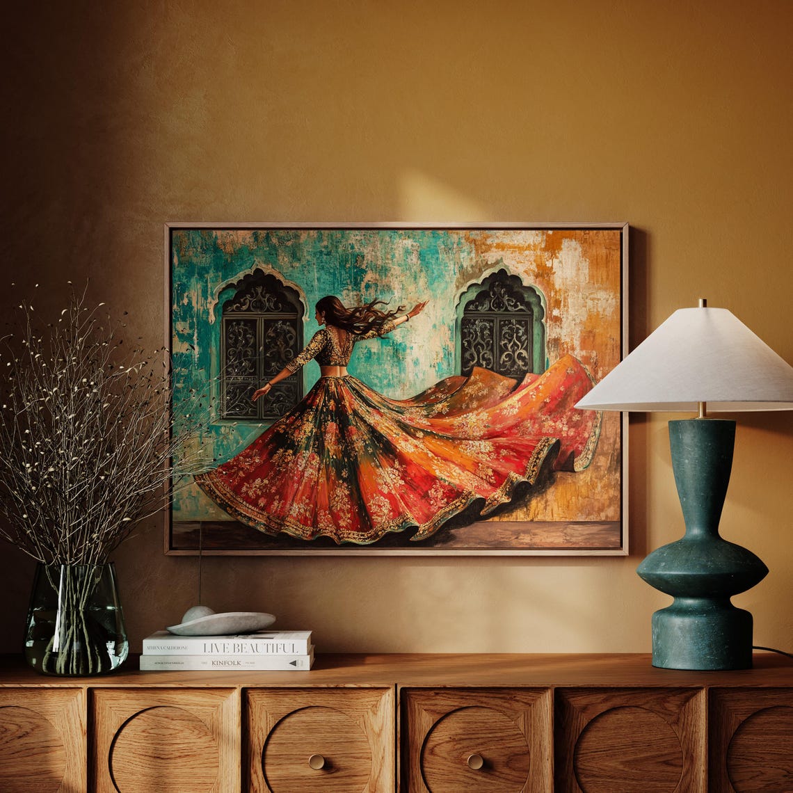 Indian Dancer Flowing Lehenga Vibrant Cultural Dance Art Poster - Image 2