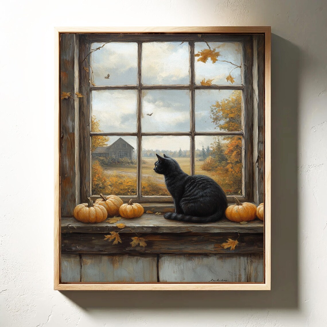 Autumn Cat By The Window, Rustic Farmhouse Art Print - Image 3