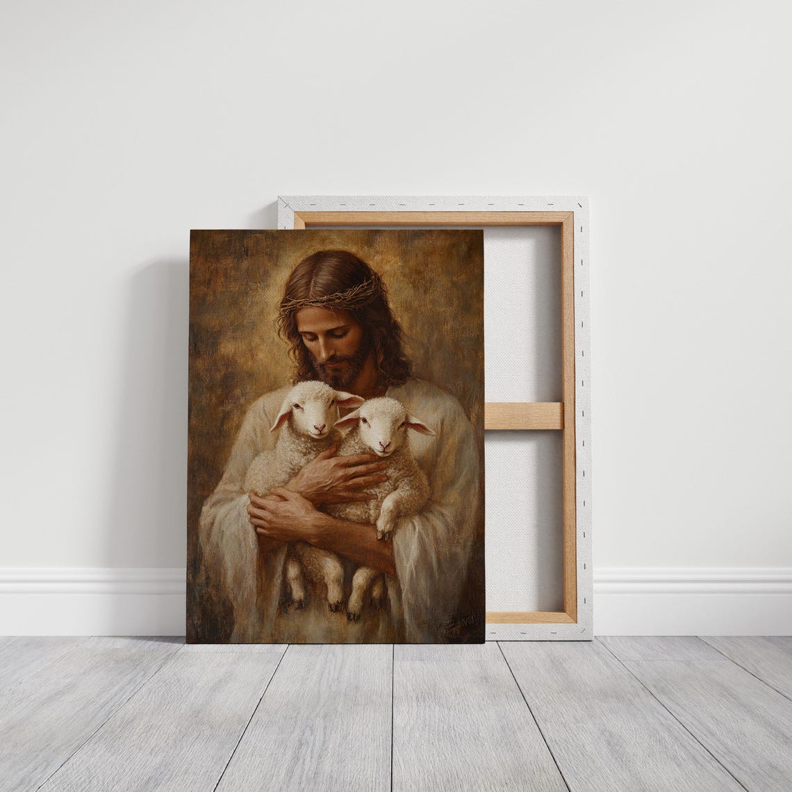 Jesus Good Shepherd Holding Two White Lambs Heartfelt Poster - Image 6
