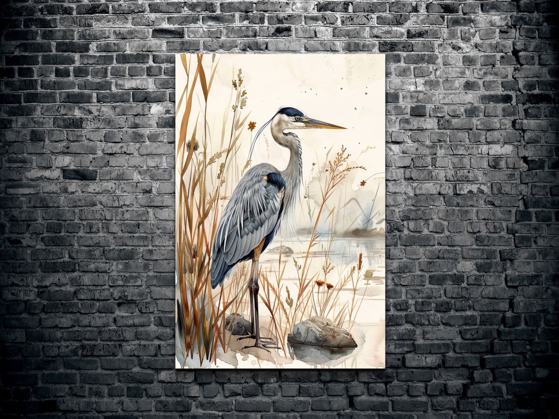 Watercolor Blue Heron, Nature Art - Image 2