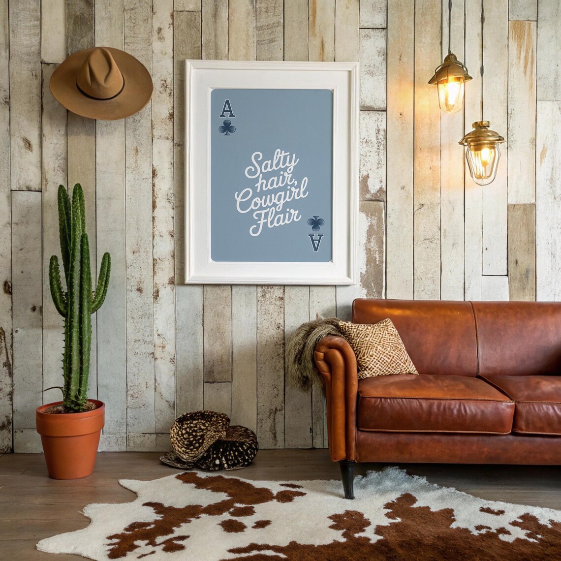 Salty Hair Cowgirl Flair Ace Of Clubs Coastal Western Wall Poster