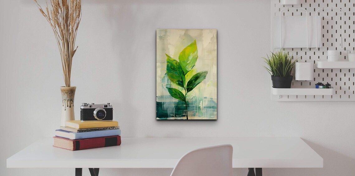 Minimalist Green Leaves Botanical Abstract Painting Decor Poster - Image 7