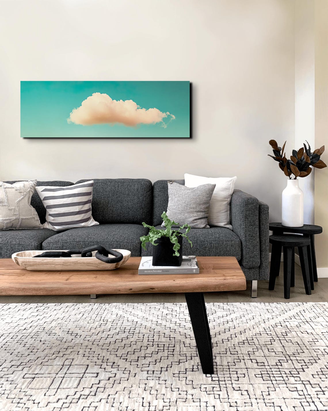Serene Clouds Blue Landscape Art Print - Image 7