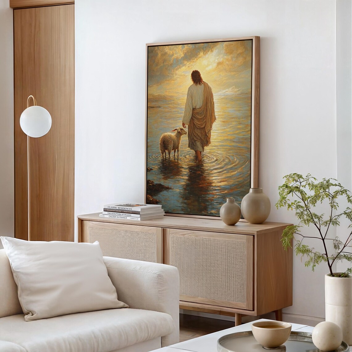 Jesus Walking With Lamb, Christian Faith Decor - Image 4