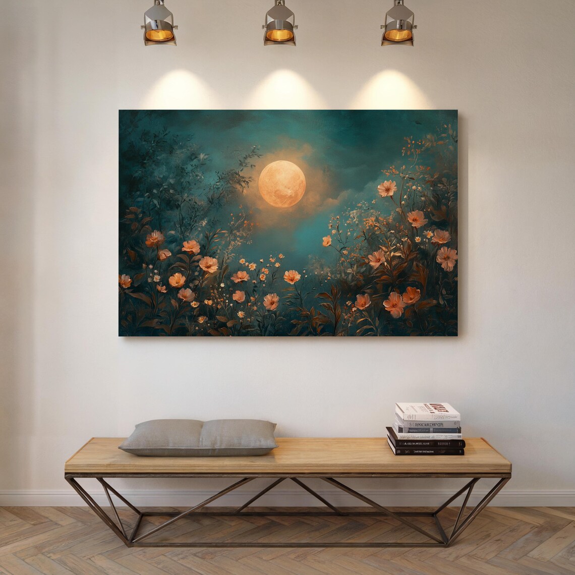 Enchanted Moonlit Garden With Golden Full Moon And Florals Poster - Image 7